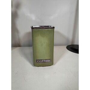 Vintage Lincoln BeautyWare Avocado Green Coffee Canister Chrome Lid Mid Century